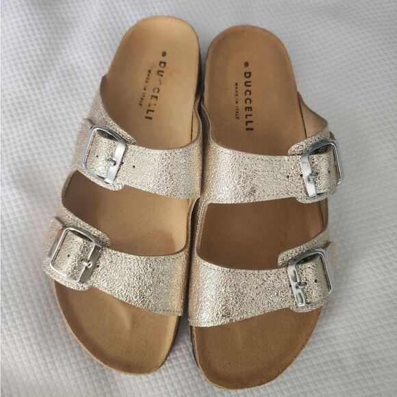 DUCCELLI Made in Italy Jaimee leather comfort lagenlook buckle Sandals - Picture 2 of 8